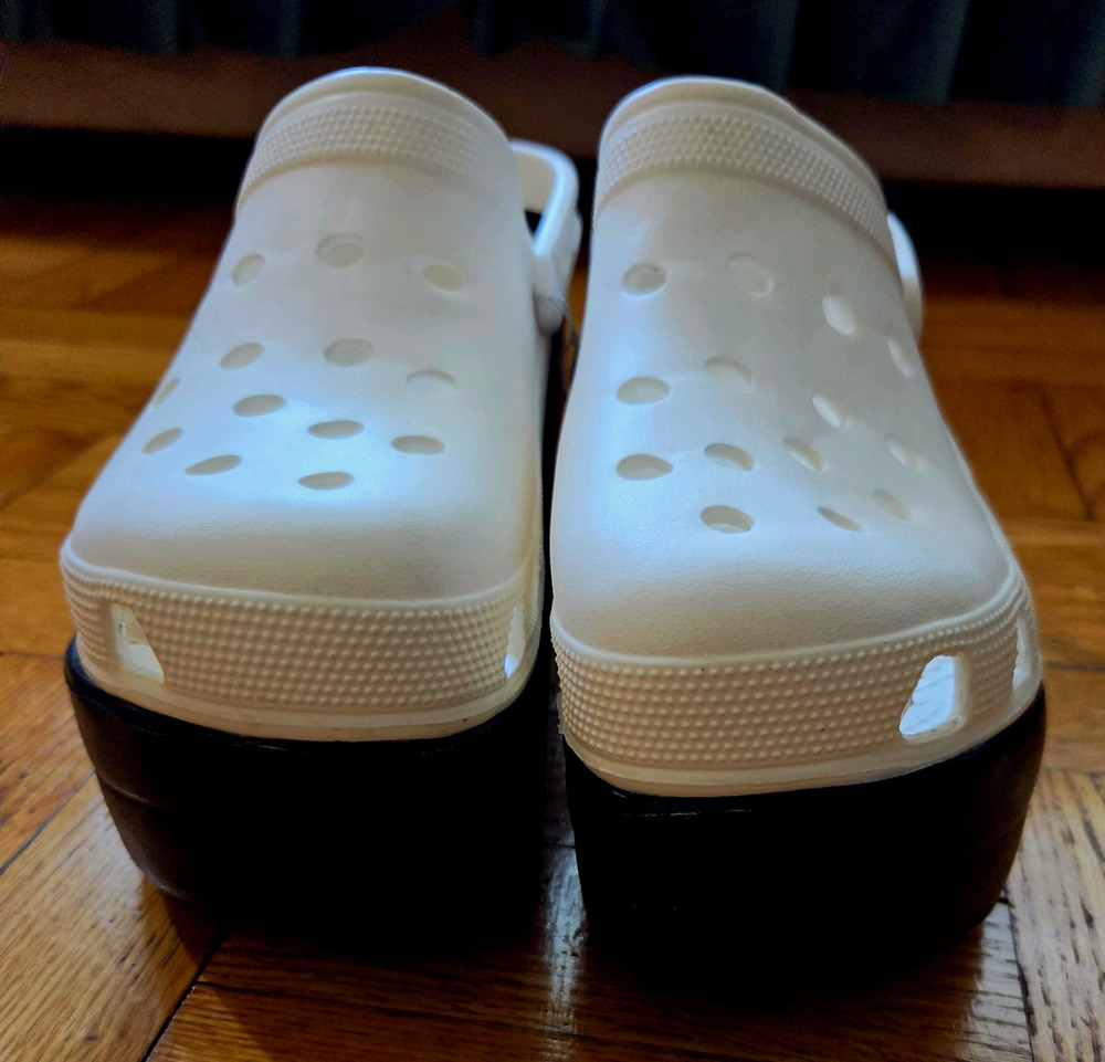 Women’s White/Black Platform Clog Sandals Slip-On Strap Casual US 8.5 41